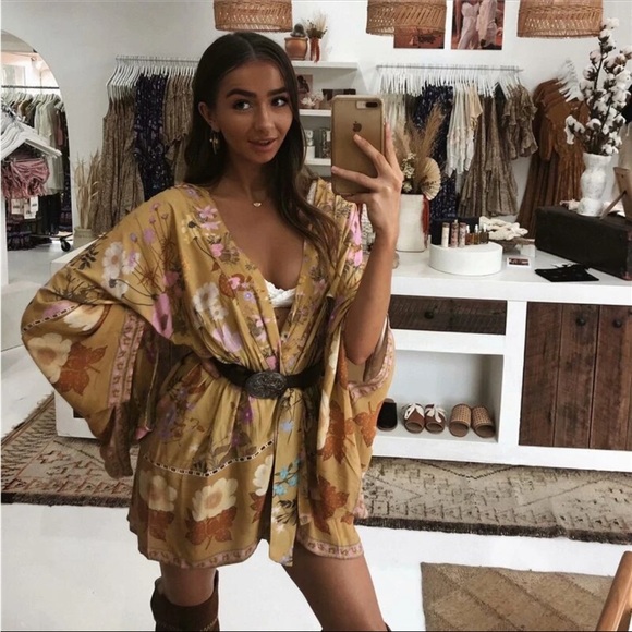 #77NEW! Wild Bloom Vintage Print Floral kimono Jacket/Top - Picture 4 of 9